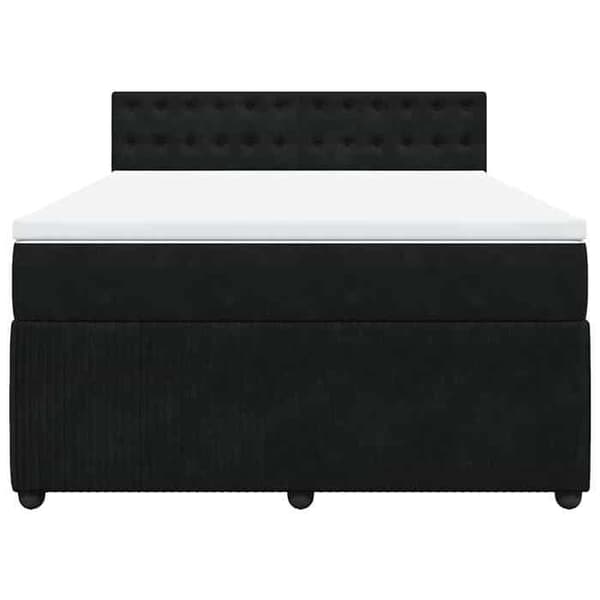 Maison Exclusive - Seng med lameller og madras Sort 140x200 cm Velour