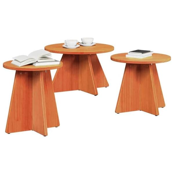 Maison Exclusive - 3-delars soffbord Brun vax 49 x 49 x 30 cm Brun lack