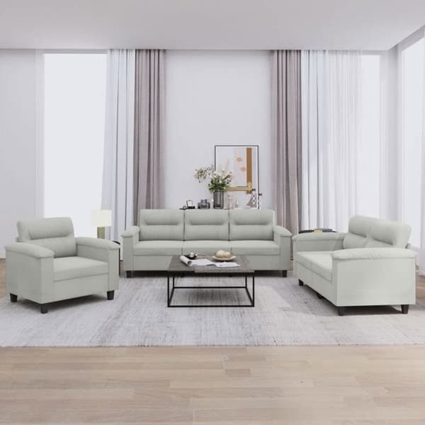 Maison Exclusive - Sæt af 3 sofaer med lysegrå puder i mikrofiberstof