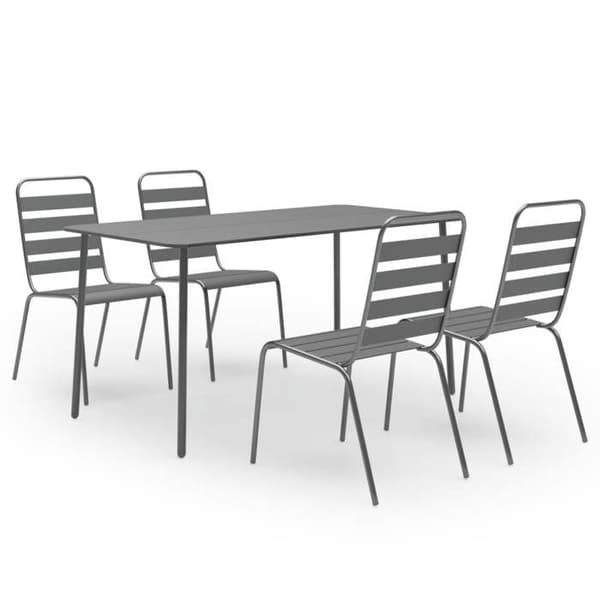 Maison Exclusive - Trädgårdsset 5 delar Mörkgrå Stål Mörkgrå