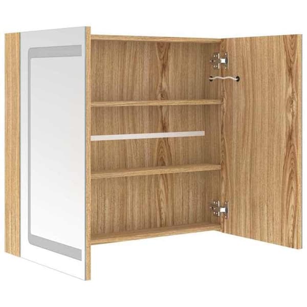 Maison Exclusive - Badrumsspegelskåp med LED Ek 80x12x68 cm