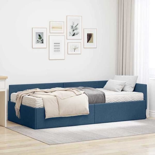 Maison Exclusive - Hörnsängram med madrass 2 pc Blå 80 x 200 cm tyg Blå