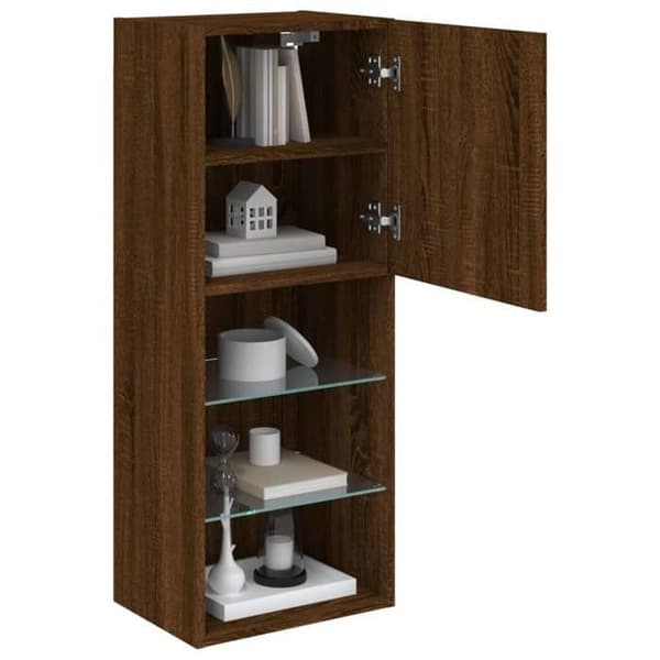 Maison Exclusive - TV-møbel med LED-lys, brunt egetræ 40,5x30x102 cm
