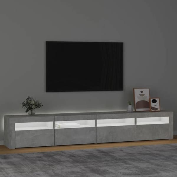 Maison Exclusive - TV-møbel med LED-lys Beton grå 240x35x40 cm
