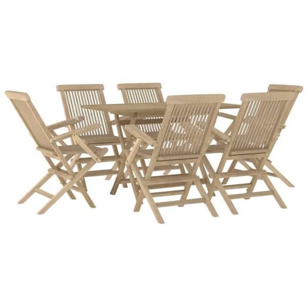 Maison Exclusive - Havegruppe 7 stk grå solid teaktræ Grå