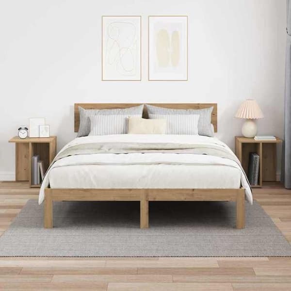 Sidebord - MAISON EXCLUSIVE - 2 dele - Håndlavet eg - 37x32x40 cm - Spånplade Hantverks-ek