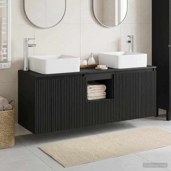 Maison Exclusive - Badeværelsesskabssæt 3 stk Sort 49,5 x 41 x 63 cm