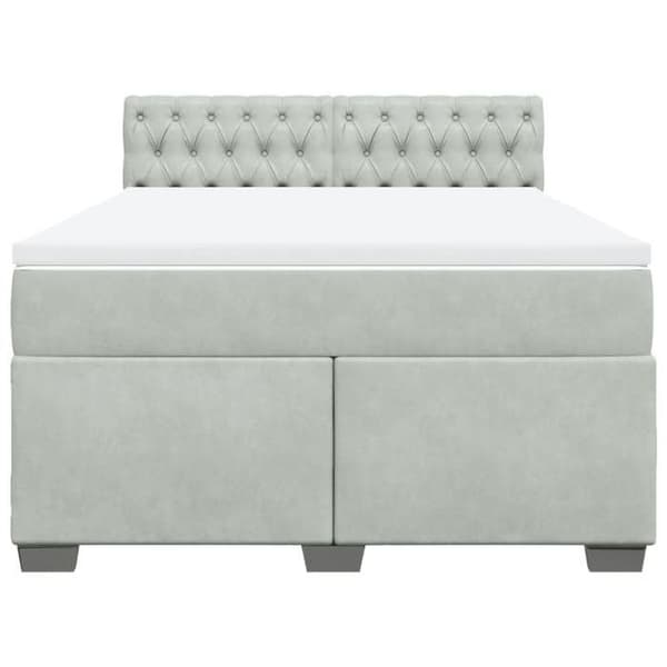 Maison Exclusive - Seng solid bund med socker og madras Grå 160x200cm Velour