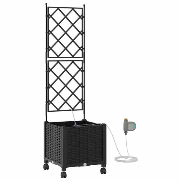 Maison Exclusive - Haveplanteholder med vanding og hjul Sort PP Svart