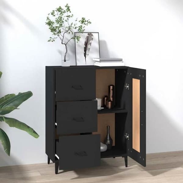 Maison Exclusive - Buffé Svart 69,5x34x90 cm Ingenjörsträ