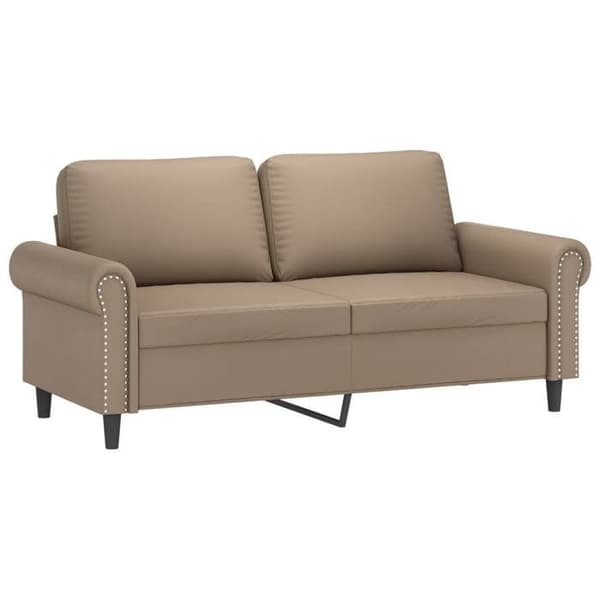 Maison Exclusive - Soffa 2 platser med kuddar cappuccino 140 cm konstläder