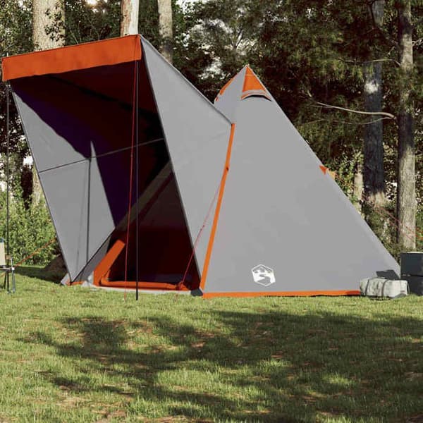 Maison Exclusive - Perheelle tarkoitettu 6 hengen harmaa ja oranssi vedenpitävä tipi-teltta