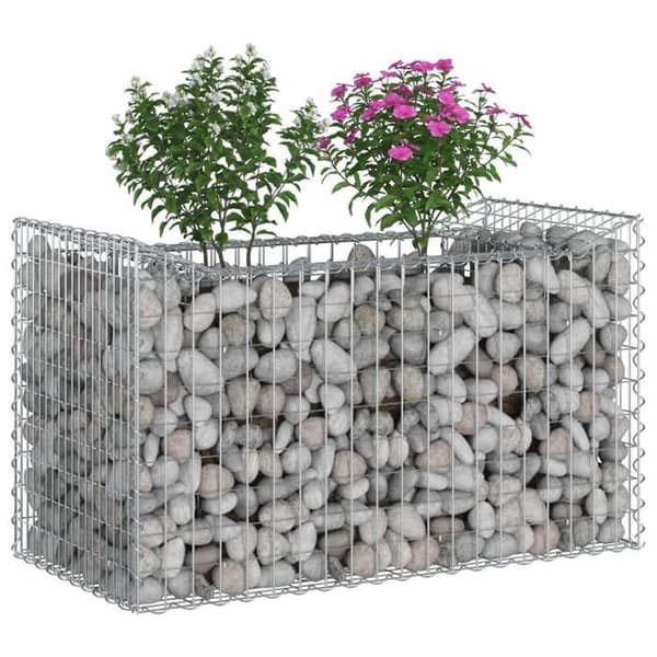 Hævet gabion seng - EKSKLUSIV HUS - 50 x 100 x 60 cm - Galvaniseret stål - Rektangulær - Velegnet til udendørs brug Galvaniserad stål