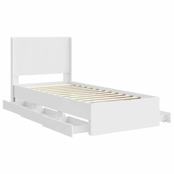 Maison Exclusive - Sängram med förvaring och huvudgavel Vit 90 x 200 cm
