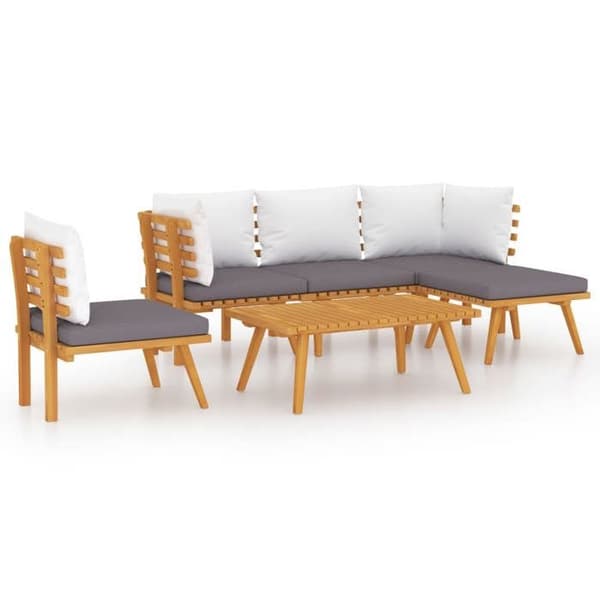 Maison Exclusive - Havegruppe 6 stk med puder i solid akacietræ