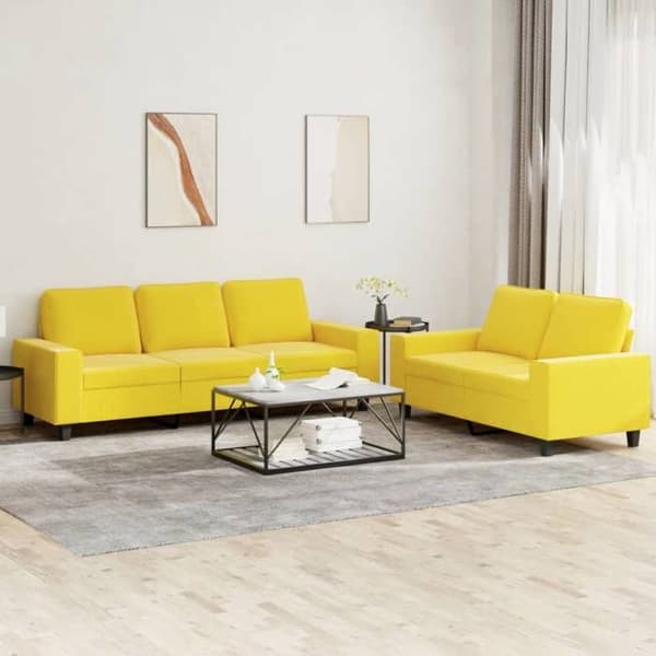 Maison Exclusive - 2 kpl vaaleankeltaisia sohvia kankaasta