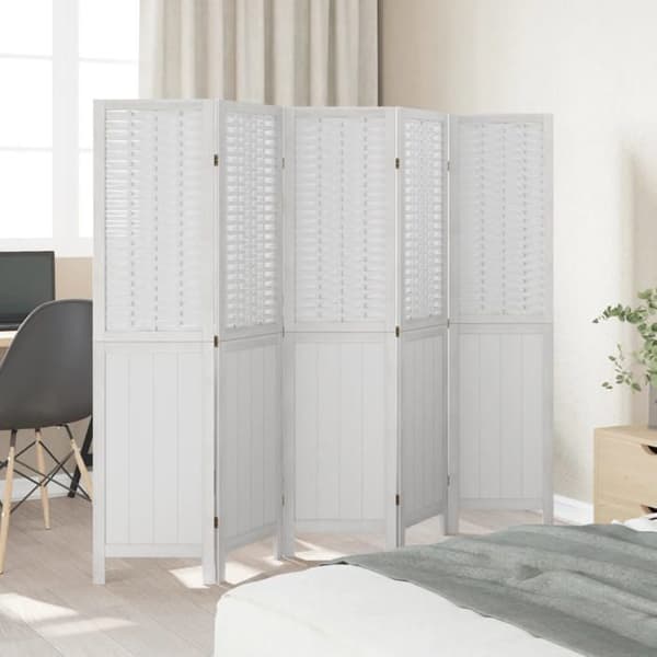 Maison Exclusive - Skillevæg 5 paneler hvid paulownia massivt træ Vit