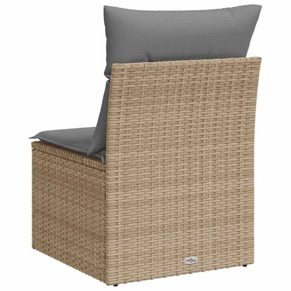 Maison Exclusive - Trädgårdsstol utan armstöd med beige kuddar i polyrotting