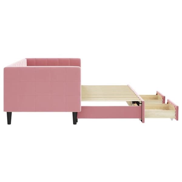 Sofa - EKSKLUSIV HUS - Sofa med udtræk - 80x200 cm - Rosa velour - Med skuffer Ros