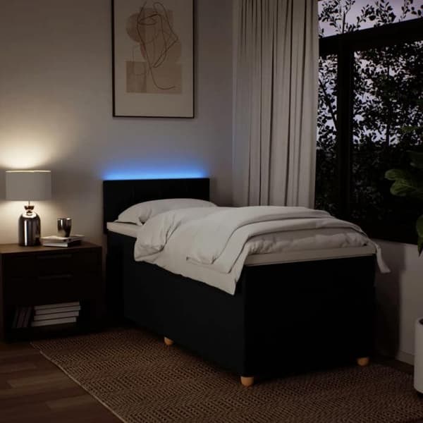 Maison Exclusive - Sengebund med lameller og madras Sort 100x200 cm Stof