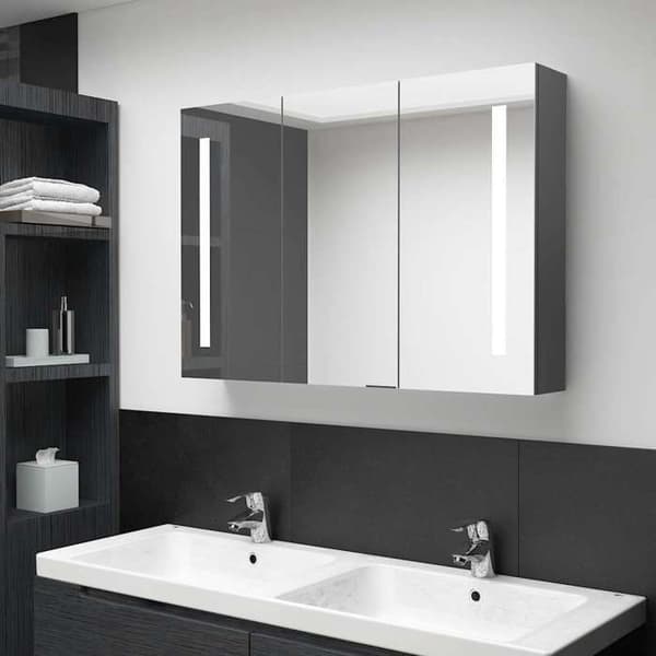 Maison Exclusive - LED-peilikaappi 89x14x62 cm Harmaa
