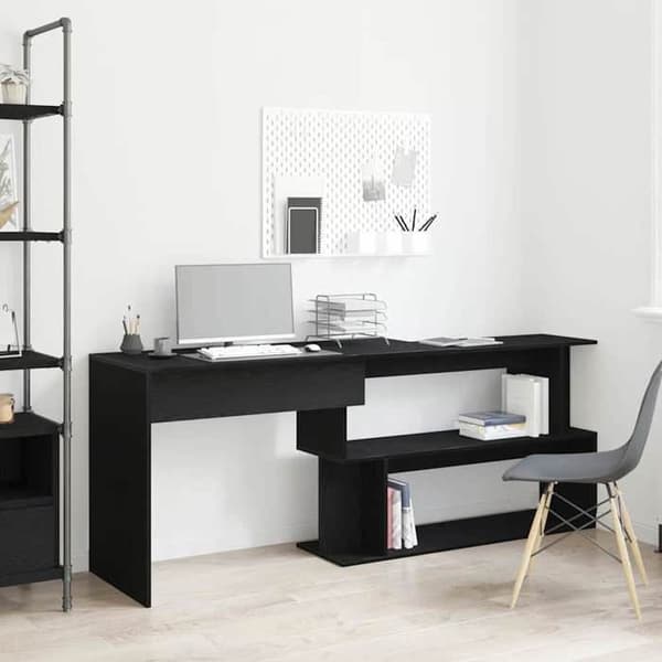Maison Exclusive - Kontor Sort egetræ Ingeniørtræ 200 x 50 x 76 cm svart ek