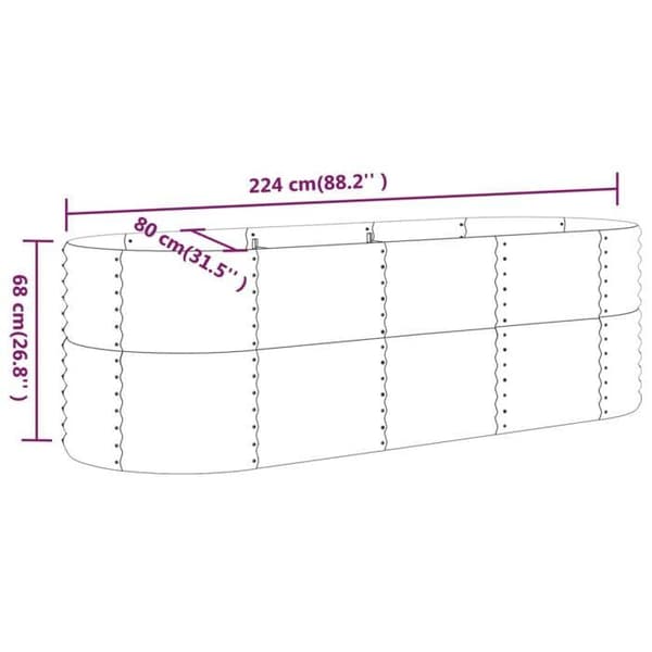 Maison Exclusive - Hævet havebed i galvaniseret stål 224x80x68 cm grå grå