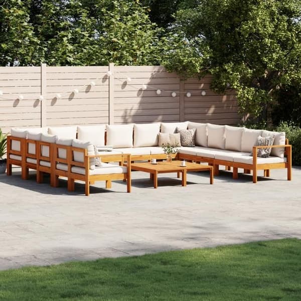 Maison Exclusive - Havegruppe med puder 10 stk solid akacietræ