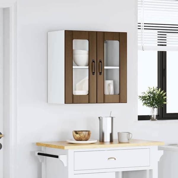 Maison Exclusive - Väggmonterad köksskåp och glasdörr Lucca ek brun