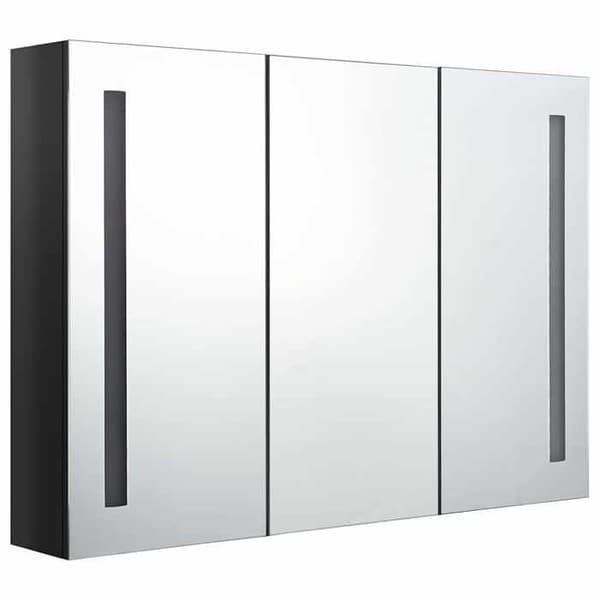 Maison Exclusive - Badeværelsesskab med LED-spejl 89x14x62 cm sort blank