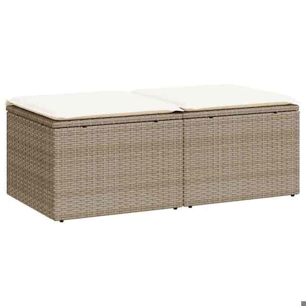 Maison Exclusive - Trädgårdsmöbler med kuddar 2 st beige flätad resin akacia