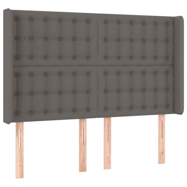 Maison Exclusive - LED Hovedgærde Grå 147x16x118/128 cm Syntetisk Læder