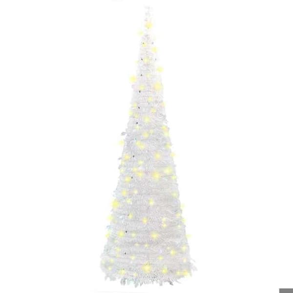 Maison Exclusive - Fällbar konstgjord julgran 200 LED vit 210 cm Vit