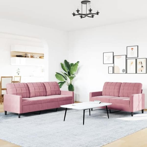 Maison Exclusive - Sæt af 2 sofaer med puder i rosa velour