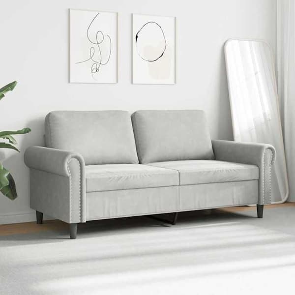 Sofa - MAISON EXCLUSIVE - 2 pladser 140 cm - Lys grå velour - Metalramme - Blødt komfort Ljusgrått