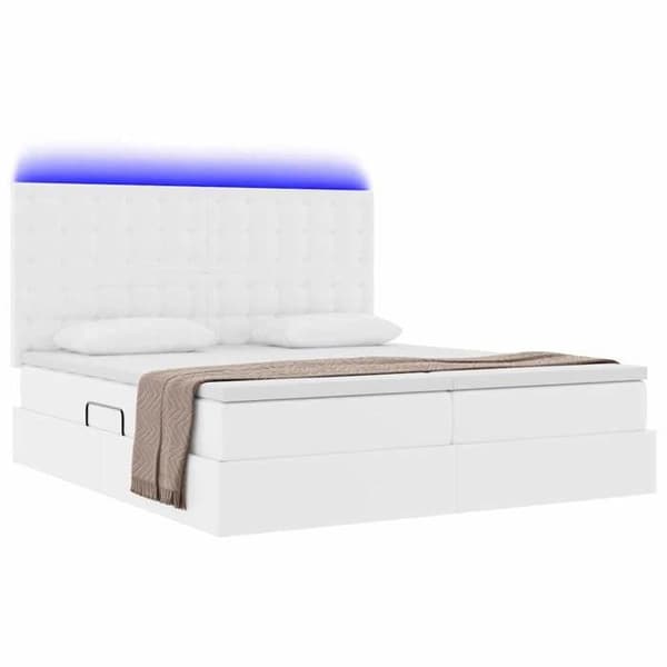 Maison Exclusive - Säng med LED-band Vit 180 x 200 cm Konstläder