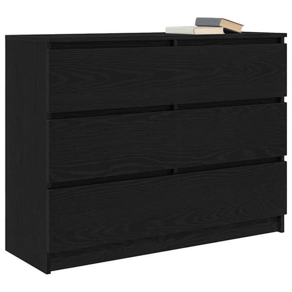 Maison Exclusive - Buffet i sort egetræ 100x35x76 cm i ingeniørtræ svart ek