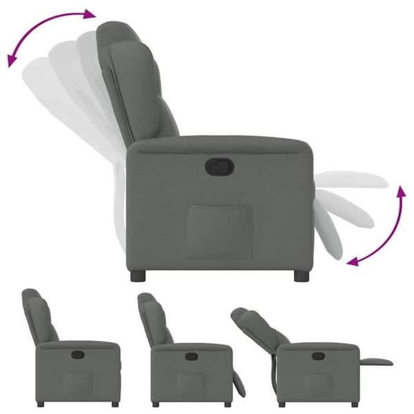 Recliner - EXKLUSIV HEM - Relaxmodell - Mörkgrå - Andningsbart tyg - Lutning 135° Mörkgrå