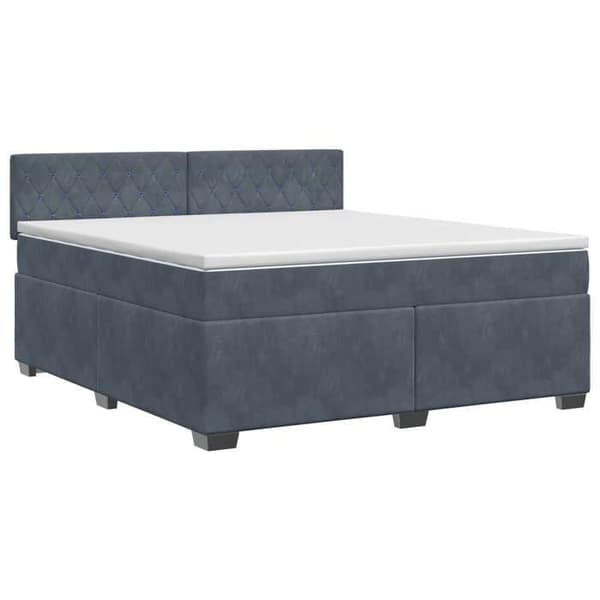 Ljus boxspring - MAISON EXCLUSIVE - Maison Exclusive - 180 x 200 cm - Mörkgrå sammet - Fjädermadrass Mörkgrå