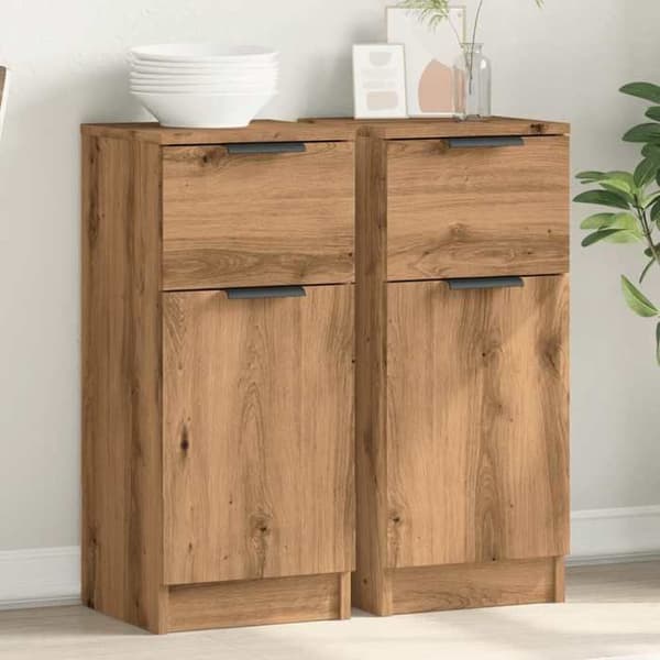 Maison Exclusive - Buffeter 2 stk. håndlavet eg 30x30x70 cm ingeniørtræ