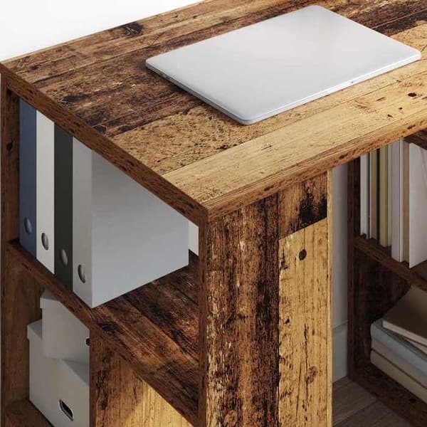 Kontor - EXKLUSIVT HUS - 90 x 50 x 75 cm - Ingenjörsträ - Inbyggda hyllor - Rektangulär