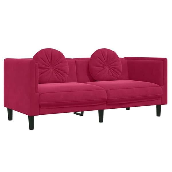 Maison Exclusive - Soffa med kuddar 2 platser röd vinröd sammet Röd Bordeaux
