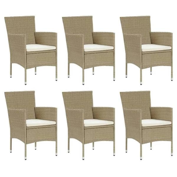 Maison Exclusive - Trädgårdsset med matbord och kuddar 7 delar Poly rotting Beige