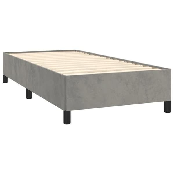 Maison Exclusive - Sängyn sälepohja ja vaaleanharmaa patja 90x200 cm Sametti