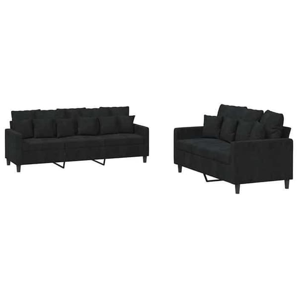 Maison Exclusive - 2 kpl sohvakokonaisuus tyynyillä, musta sametti