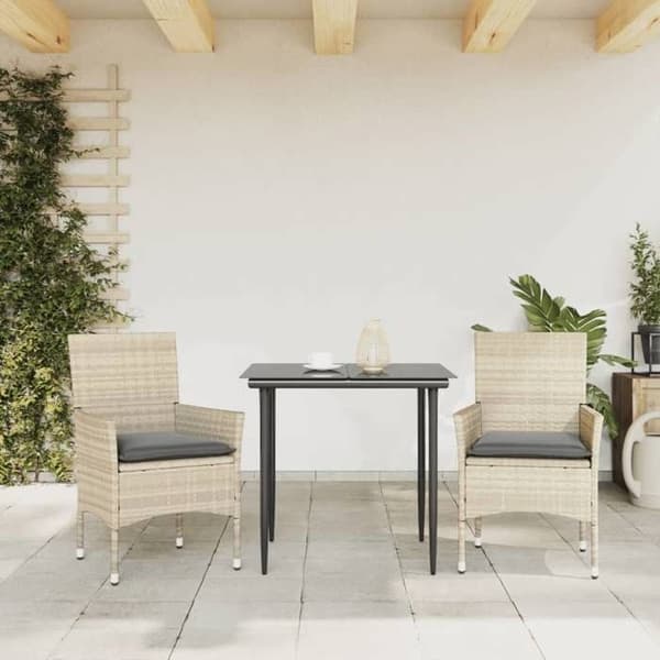 Maison Exclusive - Trädgårdsstolar med kuddar, set om 2, ljusgrå, flätad resin ljusgrått