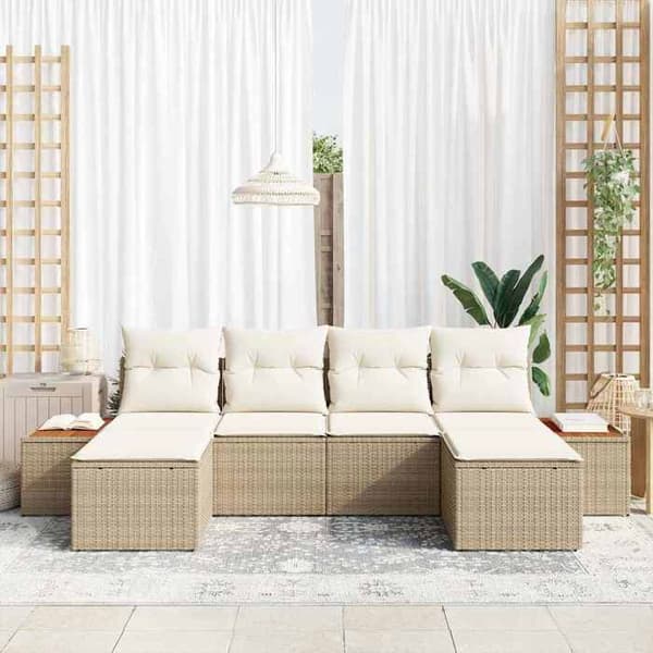 Trädgårdsoffmöbel - EXKLUSIVT HUS - Modulärt set - Hållbar poly-rattan - Korrosionsbeständig stålram - Polyesterkuddar