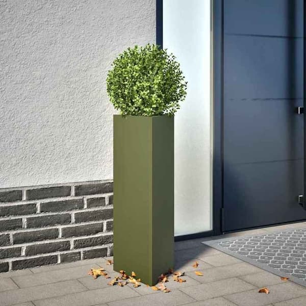 Maison Exclusive - Triangulær olivengrøn plantekasse 30x26x75 cm stål