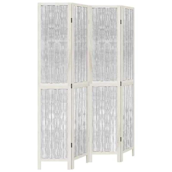 Maison Exclusive - Skillevæg 4 paneler hvid paulownia massivt træ