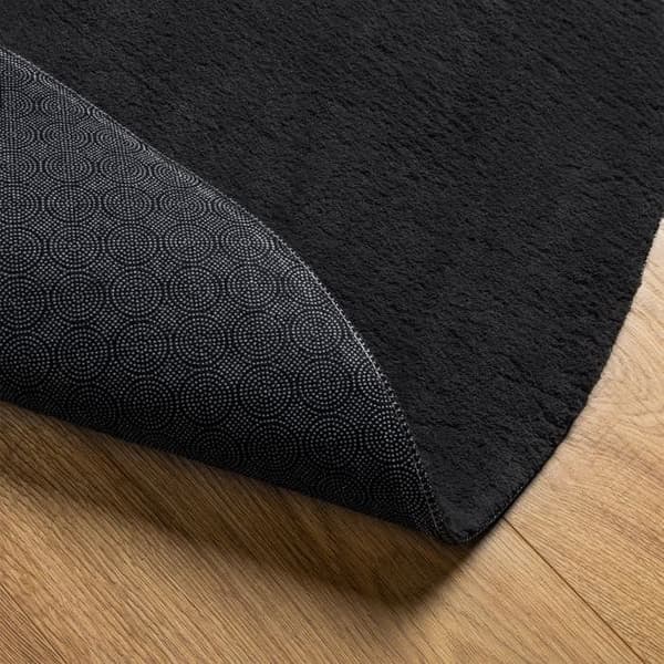 Maison Exclusive - HUARTE tæppe med bløde korte hår og vaskbart sort Ø 80 cm Svart